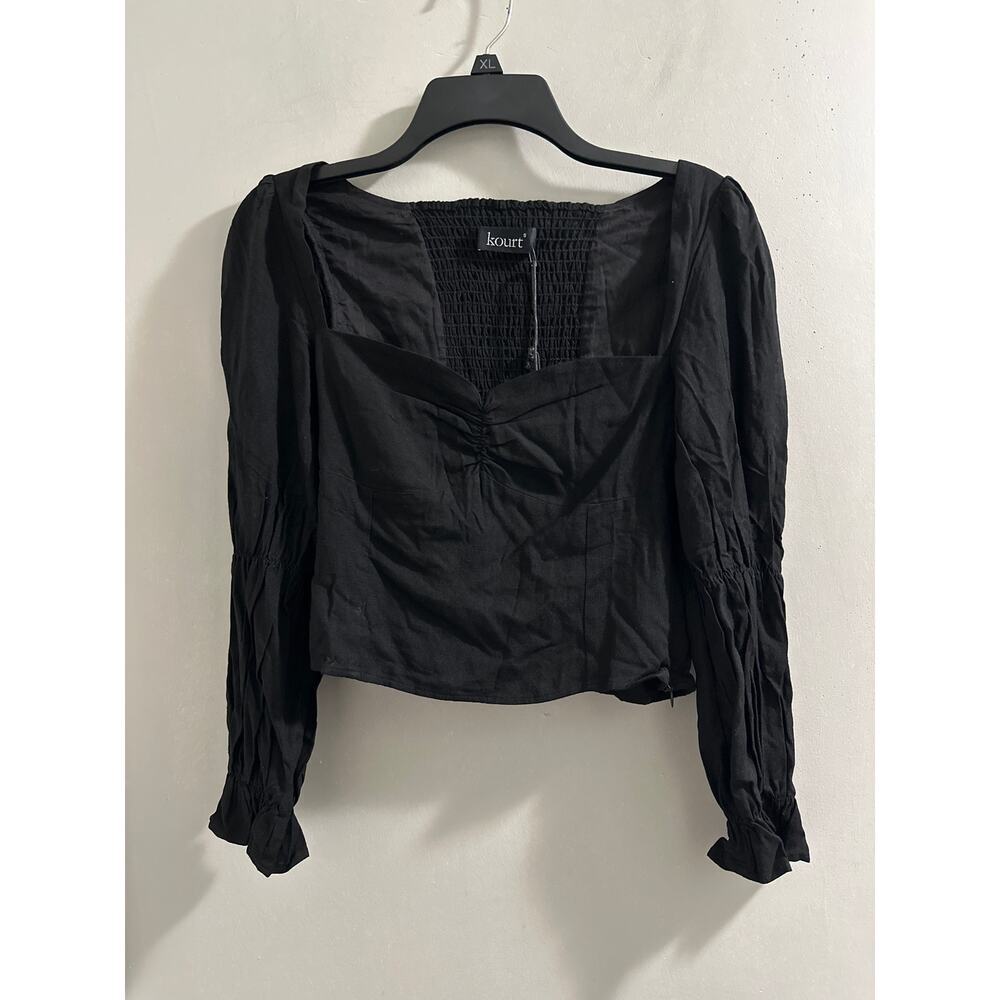 Kourt black long sleeve top size Small New‎